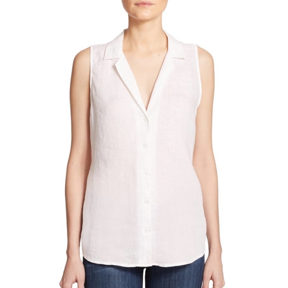 Equipment Light Pink 100% Linen Adalyn Button-down Sleeveless Blouse, size L